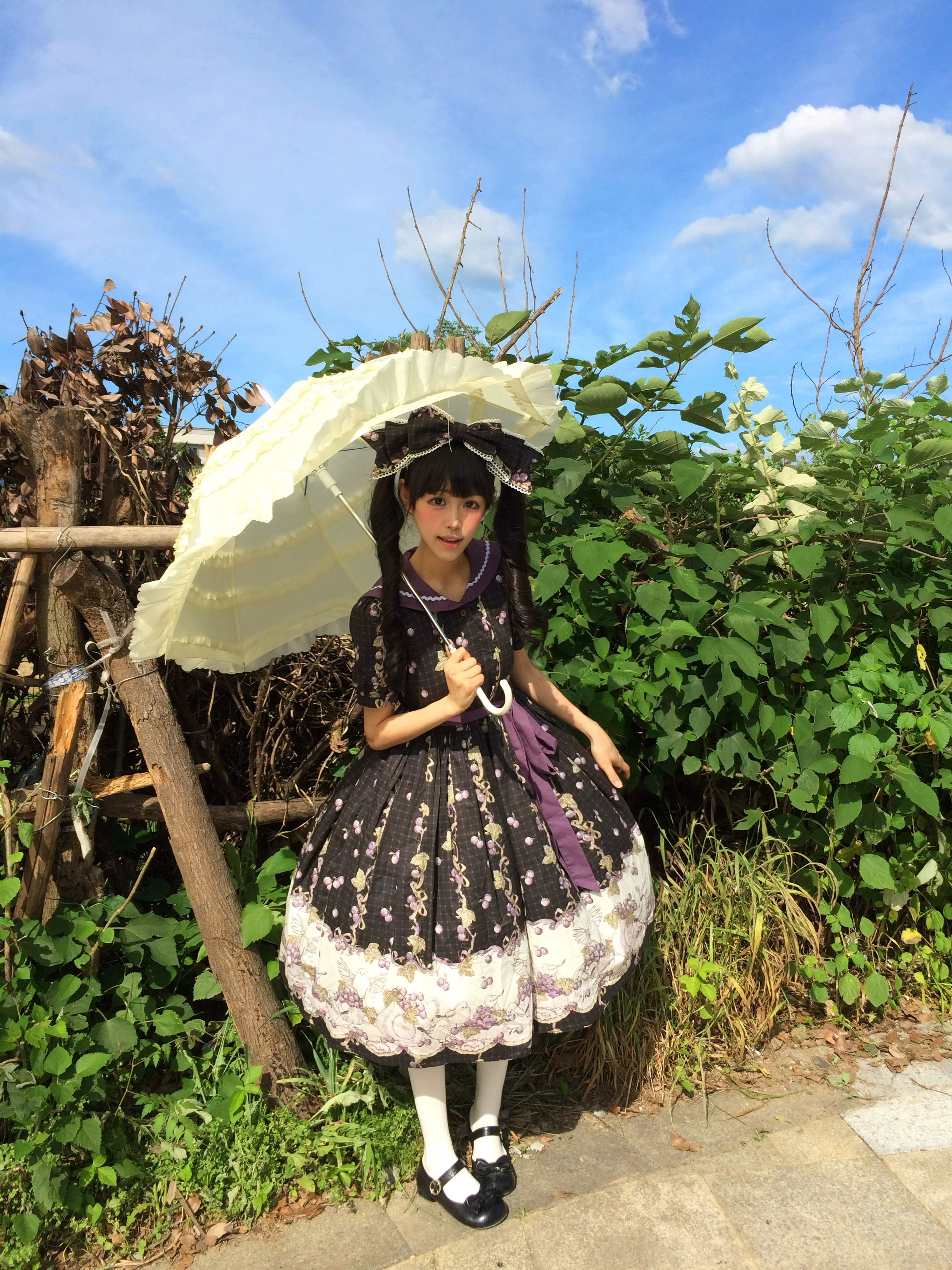 Grape Season - Cotton Classic Lolita Grape Printed OP & JSK Dress 45609:855207