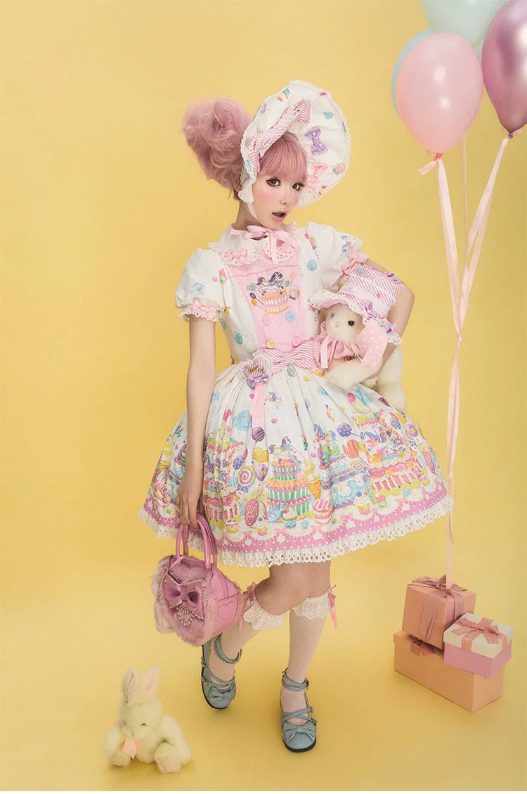 Sweet Dessert Land - Kawaii Lolita OP & JSK Dress Suit, Cake Print 44542:811593