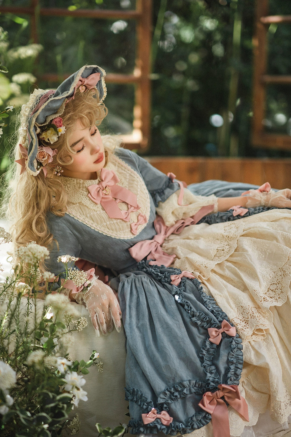 Miss Point~Lilyka Garden~Classic Lolita OP Dress Set Elegant Floral Wall Princess Sleeve 38832:606302