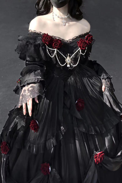 (BFM)Meowguo Sensen~Tana Manor~Elagant Lolita Dress and Accessories Multicolors pure black a pair of detachable sleeves 