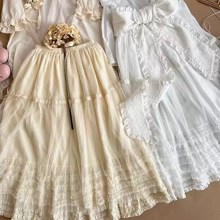 Sweet Dreamer~Antique Wall~Classic Vintage Lolita Vest Tulle Polka Dot Vest 41474:698962