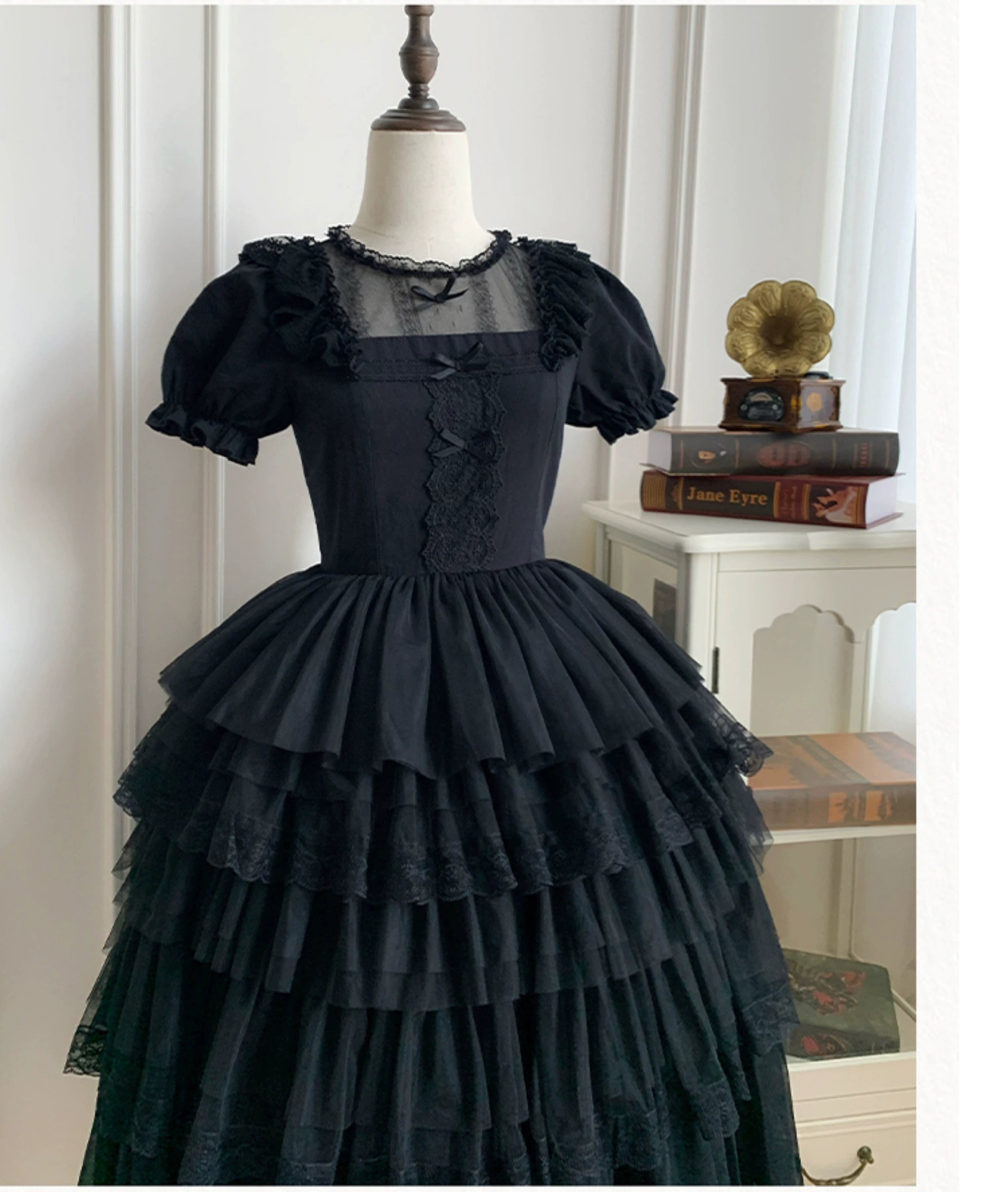 With PUJI - Ivory Tower Enhance - Elegant Lolita JSK Dress Tiered Drawstring OP 38798:601588
