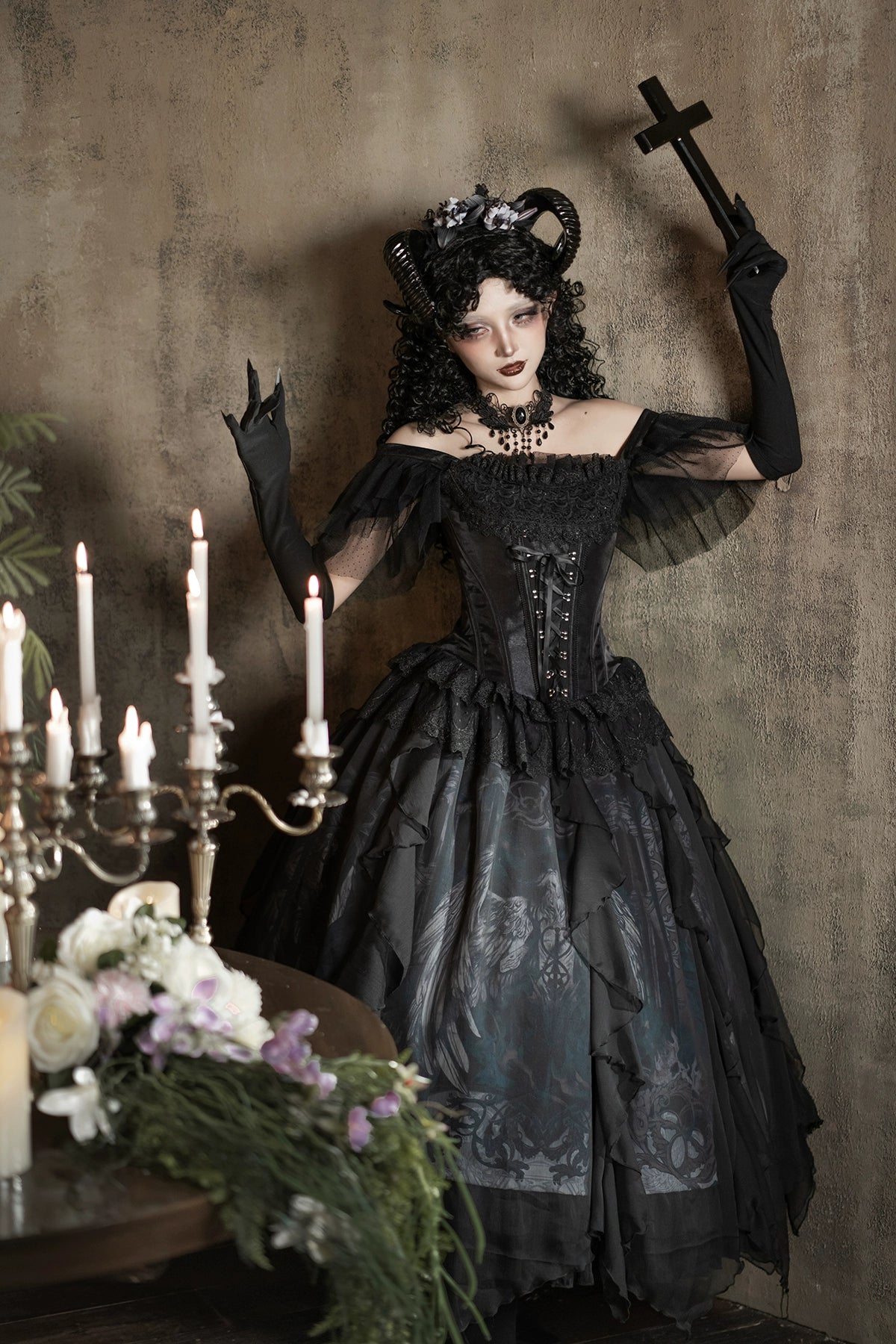 Muppet Mind Ben - Demon Goat - Gothic Lolita Corset & Printed SK 44183:797547