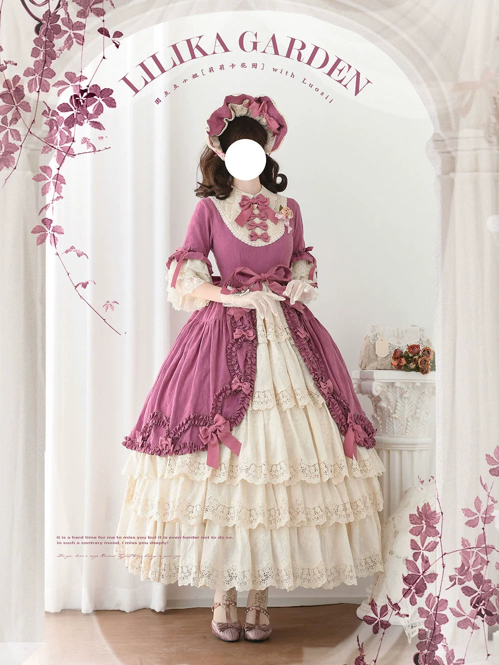 Miss Point~Lilyka Garden~Classic Lolita OP Dress Set Elegant Floral Wall Princess Sleeve 38832:606418