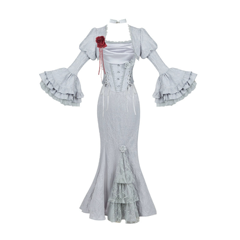 With PUJI~Letter and Poetry · Twilight~Gothic Witch Lolita SK Suit Bodice Mermaid Dress 41706:711294