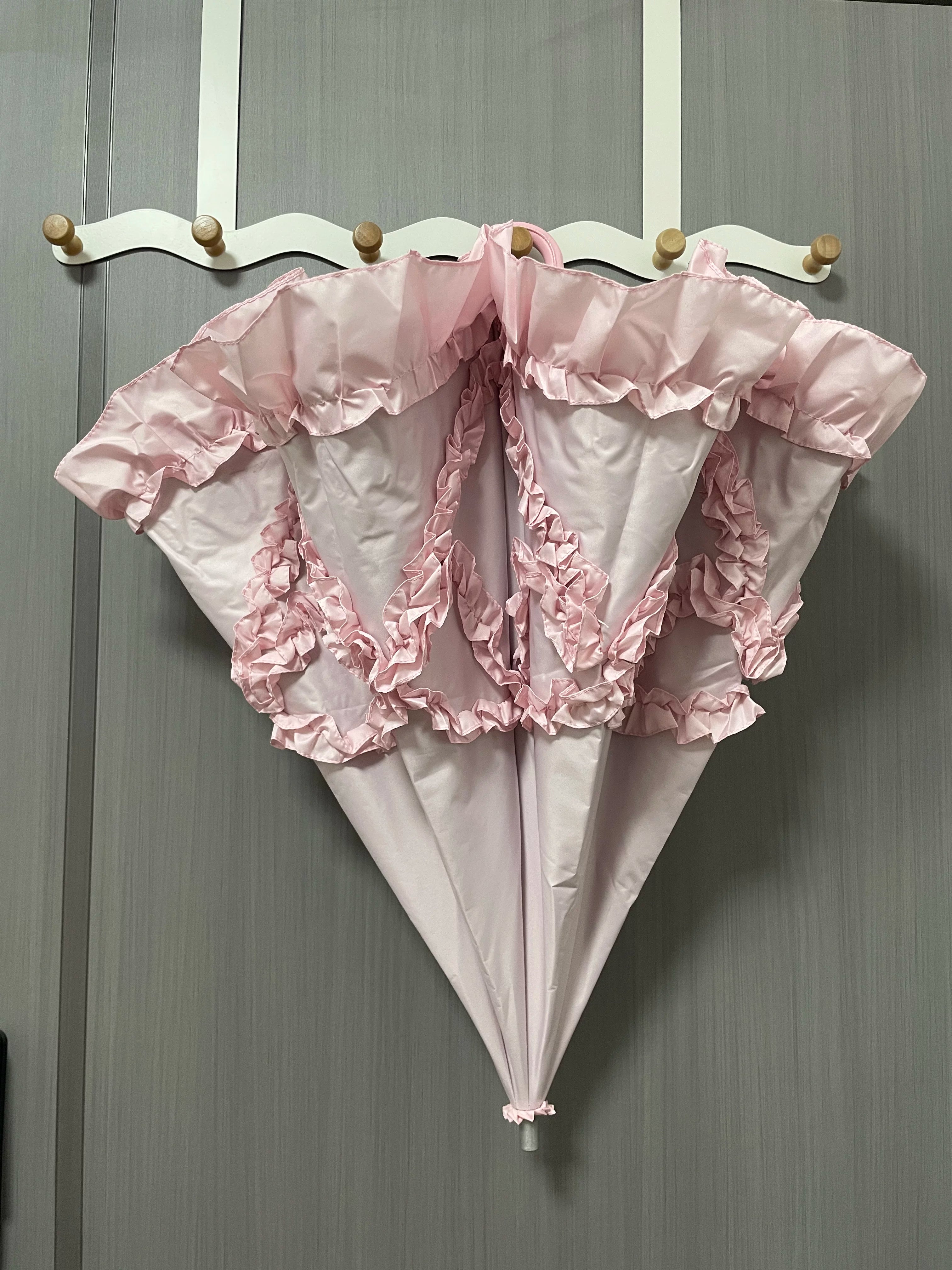 Foldable Lolita Parasol, Layered Ruffle & Window Print Style 45734:860786