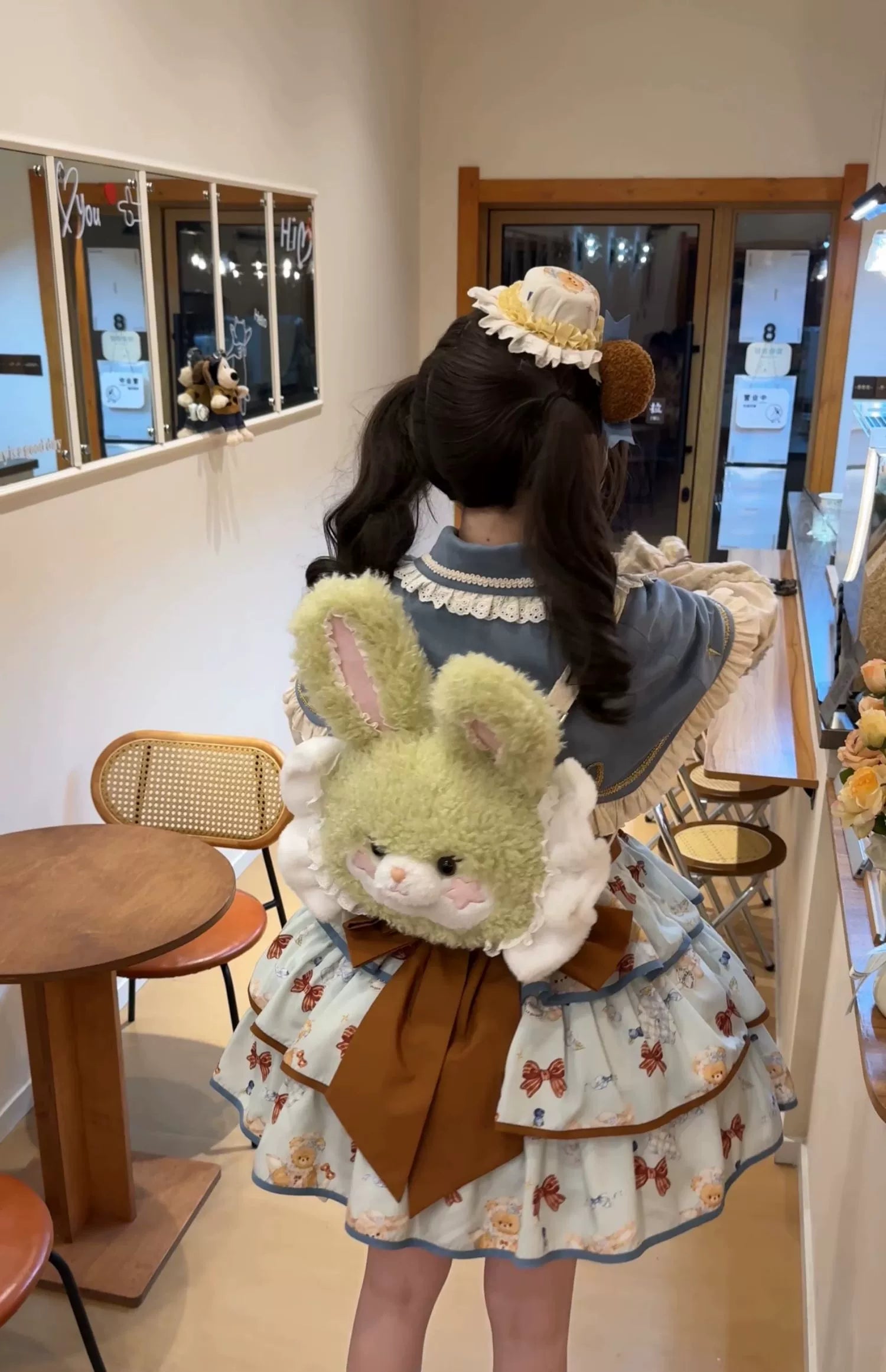Cheese Mee Mee - Seaside Tea Party - Sweet Lolita Dress Cute Print JSK and Cape Hair Clips(a pair) Only S