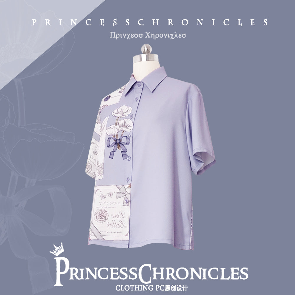 Princess Chronicles~Ouji Lolita Purple Suit XL short sleeve shirt 