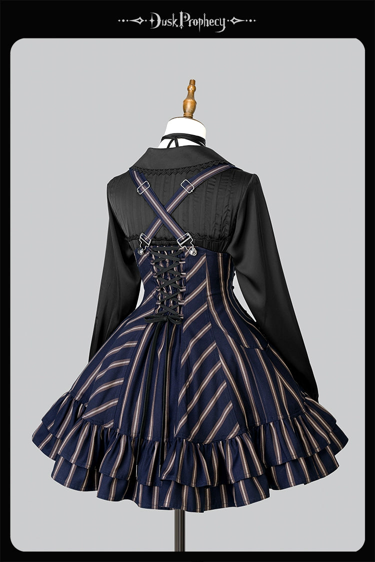 DuskProphecy - Heron - Classic Lolita Striped JSK Dress, Halter Neckline 44313:802958