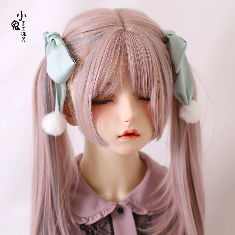 Xiaogui - Sweet Lolita Bow Hair Clips Multicolors a pair of mint green hair clips