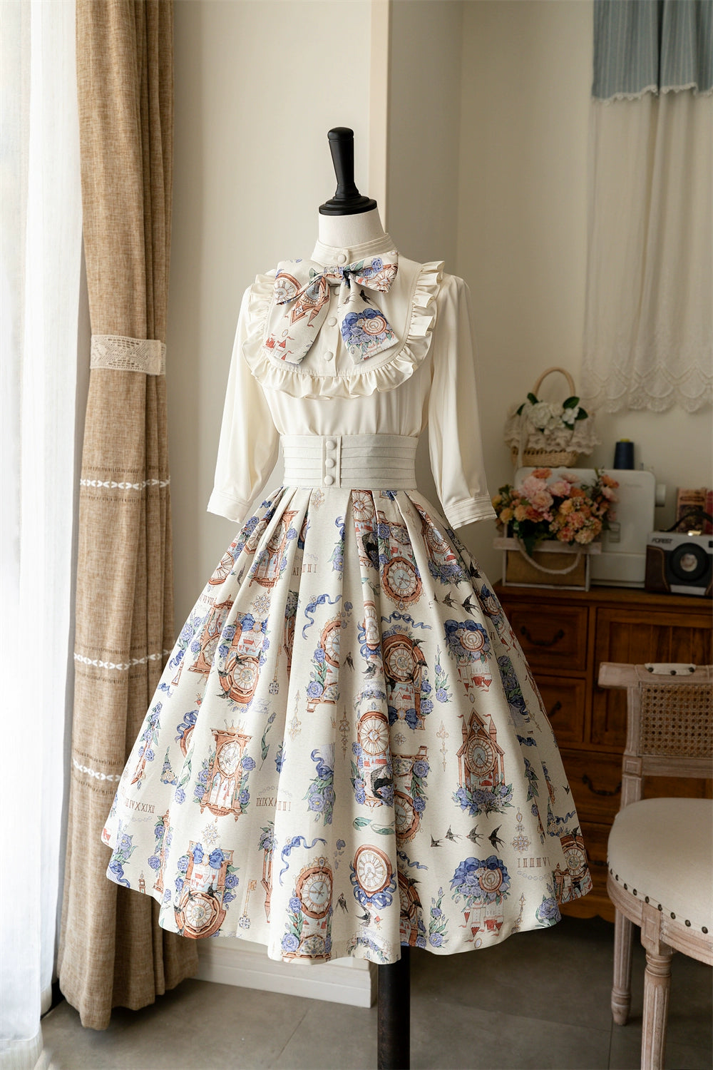 Forest Wardrobe - Eternal Echo - Sweet Lolita Skirt Classic Daily Lolita Blouse S Ivory white skirt
