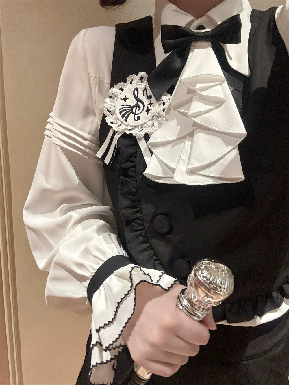 Silent Melody - Ouji Lolita Chiffon Blouse or Musical Note Embroidered Skirt 45484:853534
