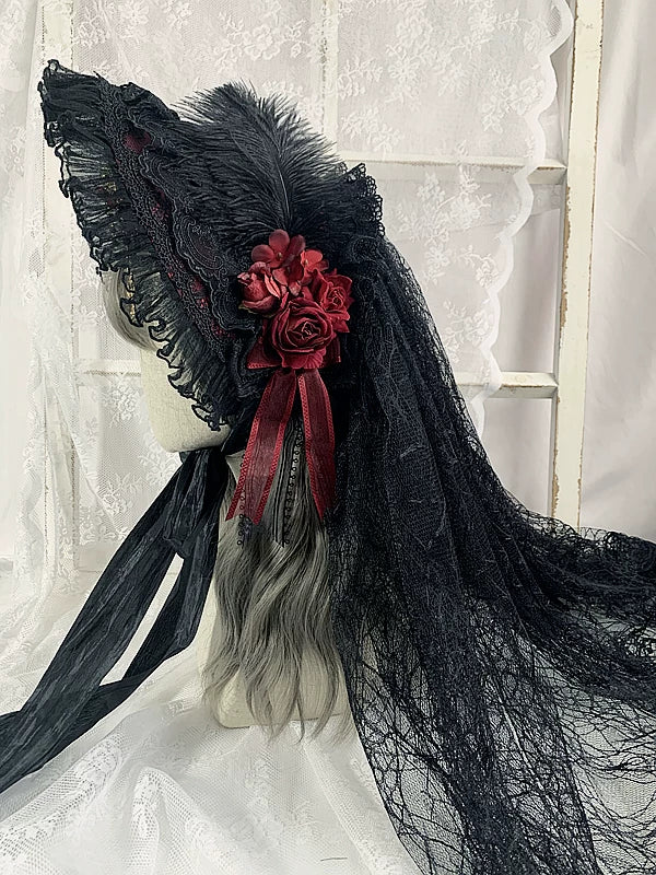 Gothic Lolita Lace BNT, Pearl Chain and Cross Pendants