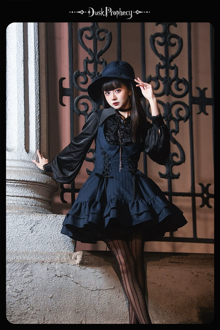 DuskProphecy - Heron - Classic Lolita Striped JSK Dress, Halter Neckline 44313:802954