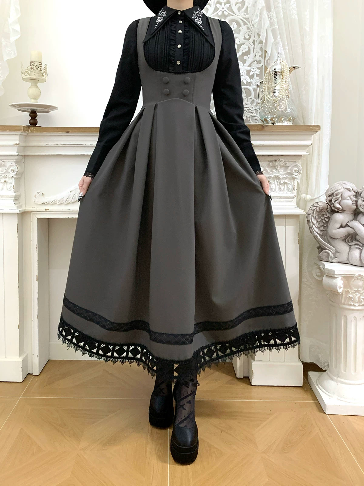 Serenade - Bust-Supporting Elegant Lolita JSK Dress, Three Length Styles 44419:807335