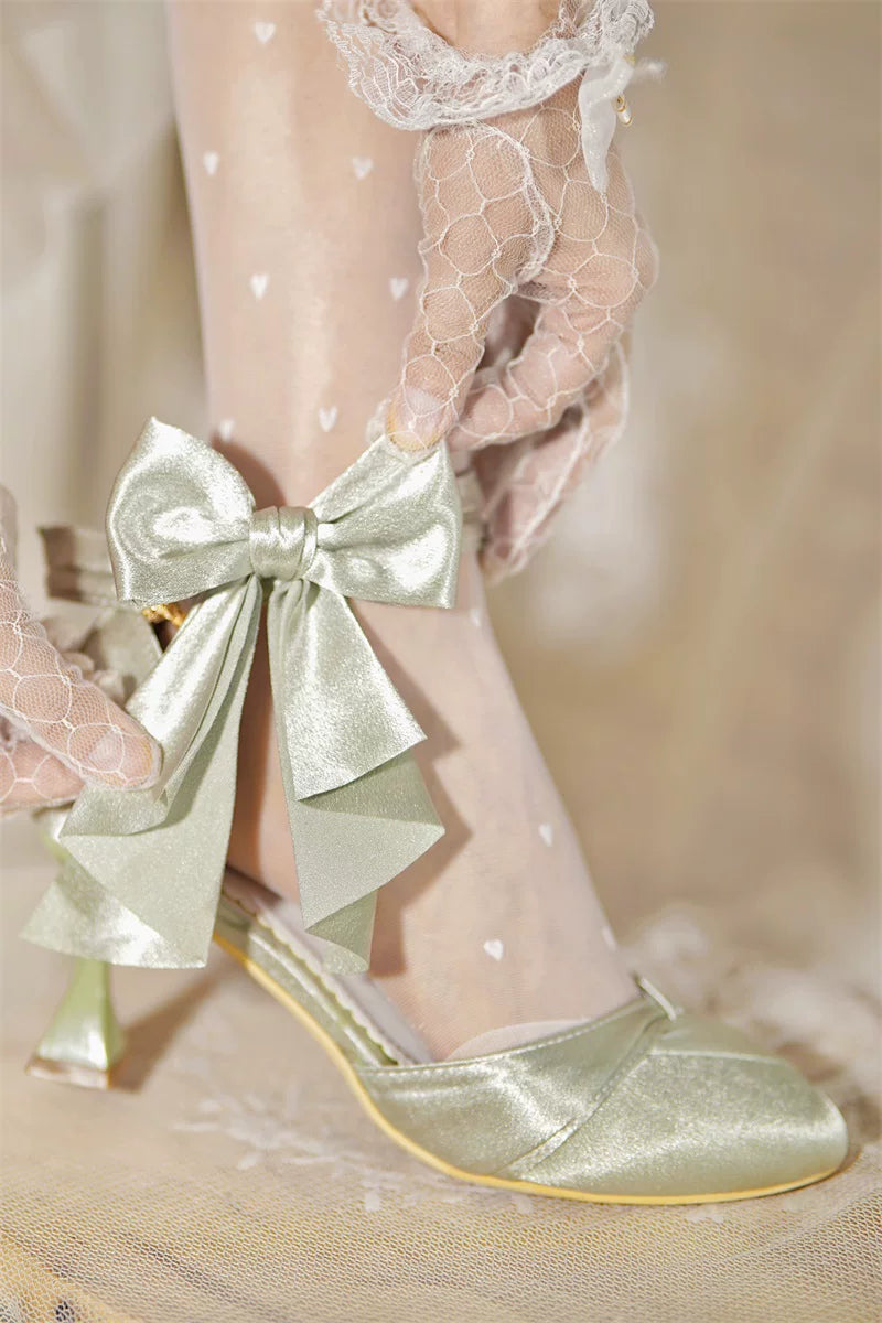 Coronation - Classic Lolita Wine Glass Shaped Heels Shoes, Detachable Bow