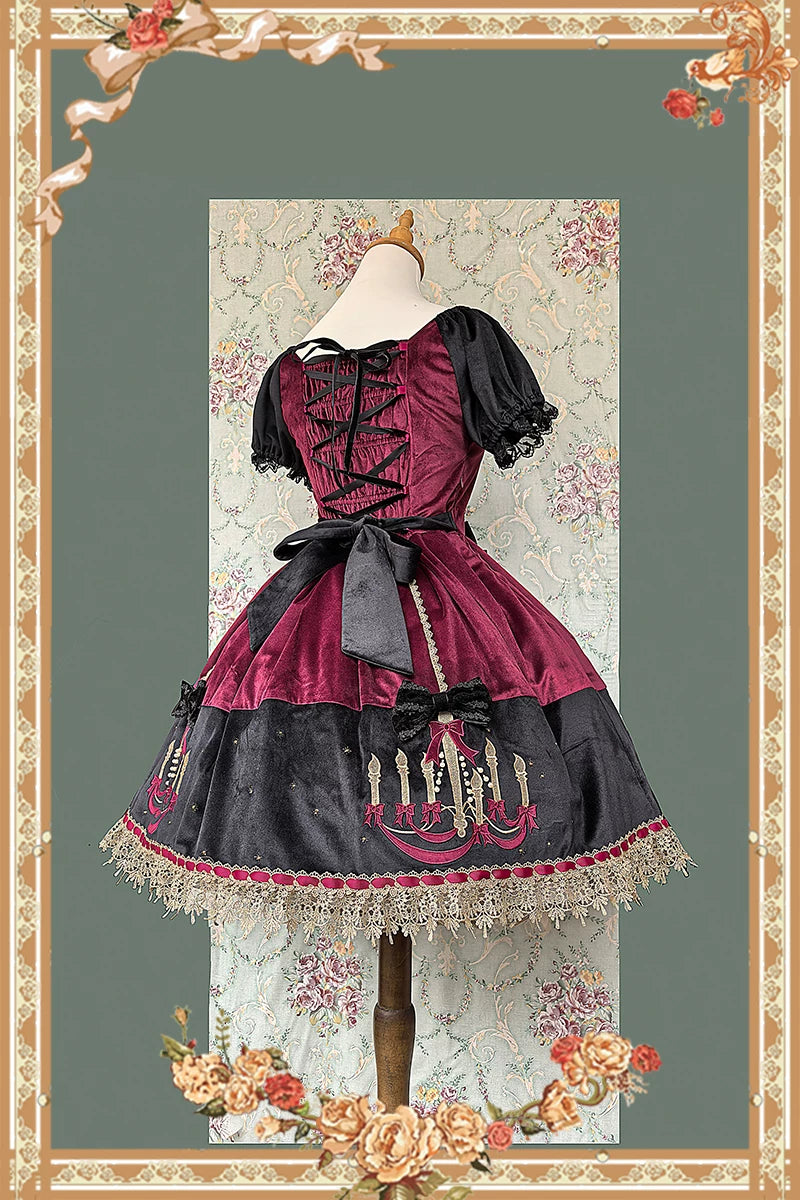 Chandelier - Old School Lolita Dress, Polka Dot, Chandelier Print 44388:806682