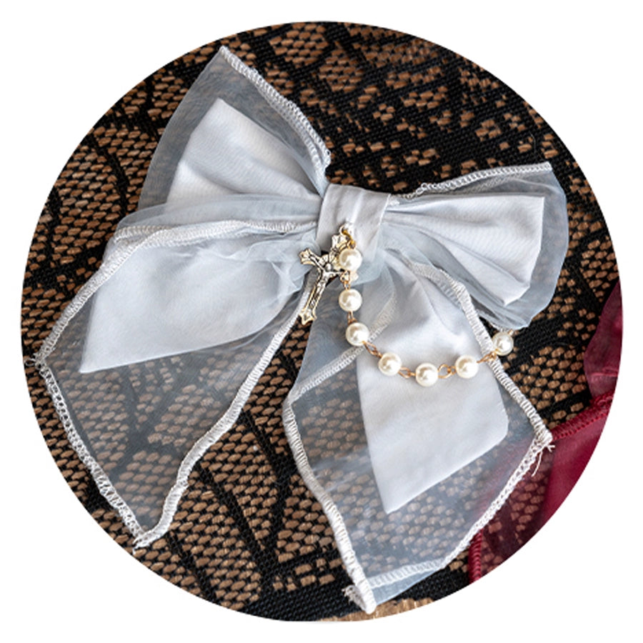 Luna Planetarium - Evil Fang - Gothic Lolita Accessories Brooch Necktie Clip KC Hat Gray-Bow tie