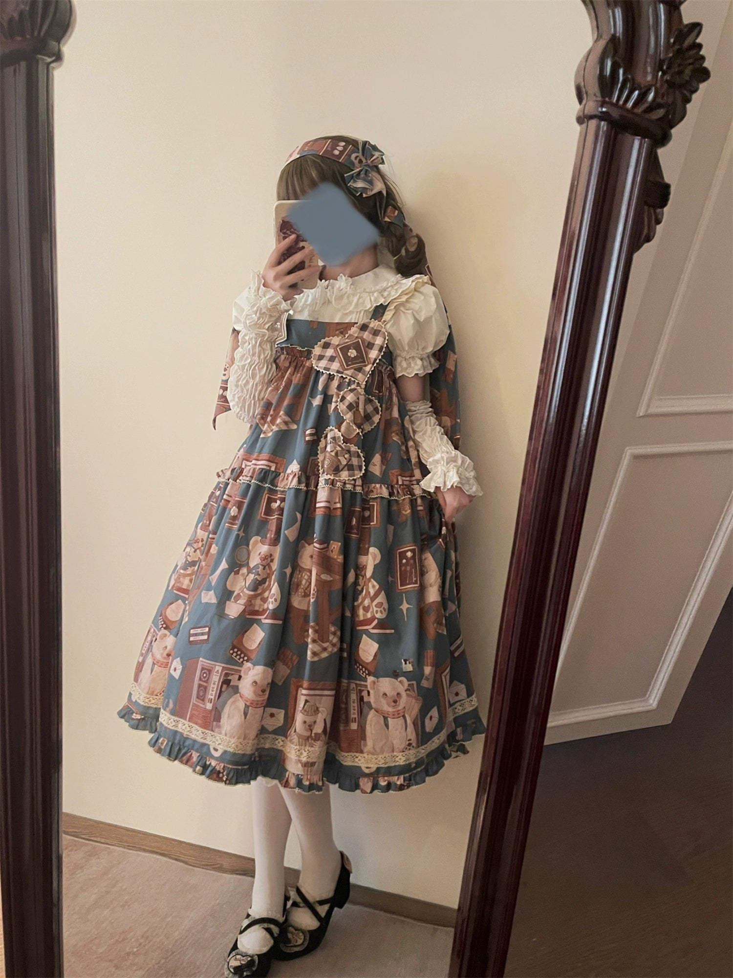 Babyblue~Gretel Bear~Vintage Lolita Dress Teddy Bear Prints Dress 33574:430538