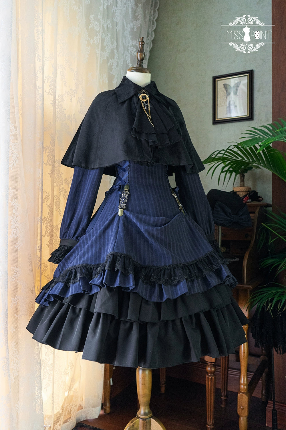 Miss Point - Perintz Manor - Gothic Lolita OP Long Sleeve Retro Lolita Dress 39904:642832