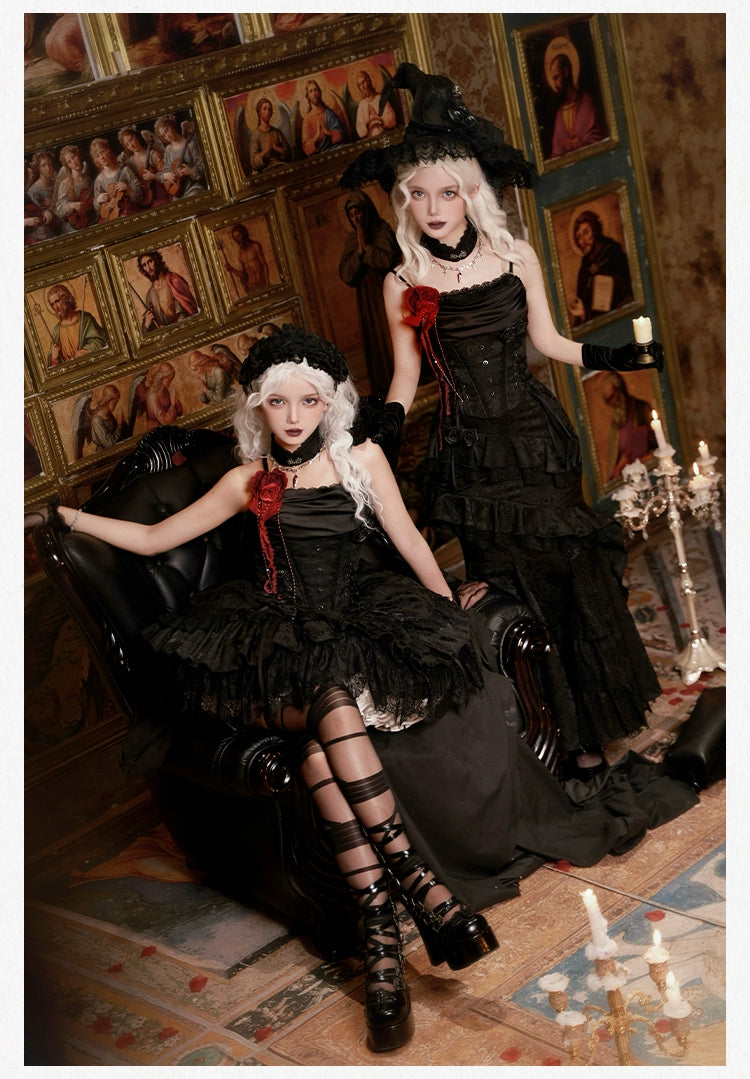 With PUJI - Letter and Poetry · Twilight - Black Gothic Lolita Skirt Set, Witch-Inspired