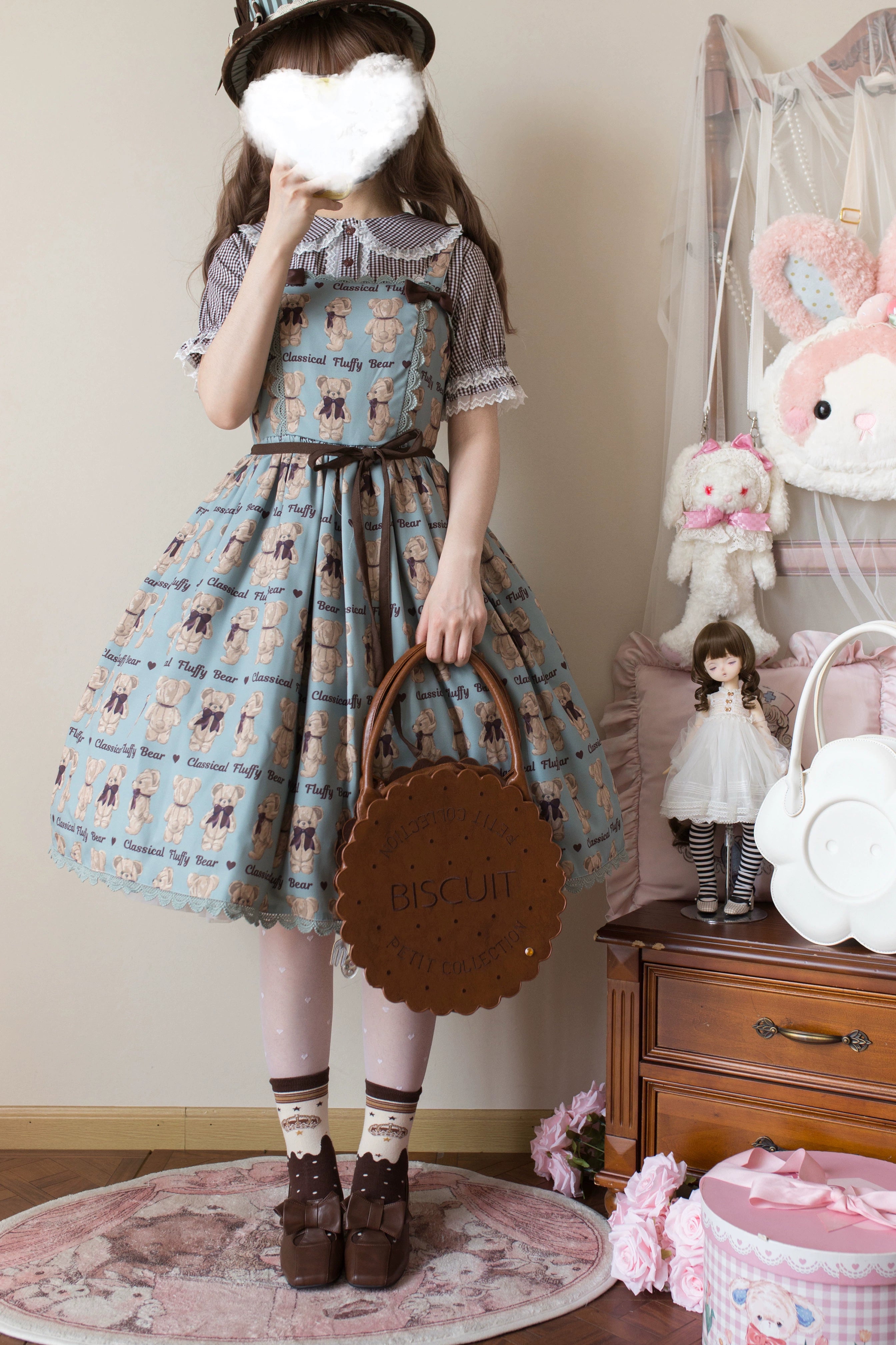 Kawaii Lolita Plaid Blouse With Cat Ear Peter Pan Collar