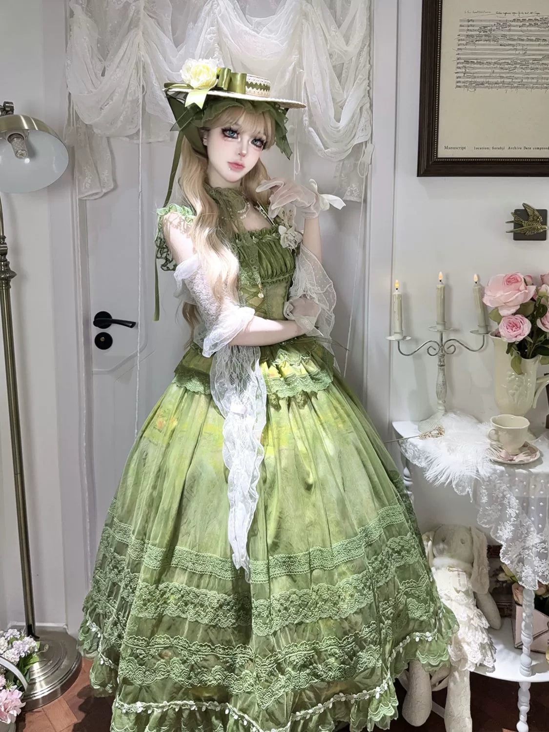 Hanguliang - Foggy Vineyard - Fishbone Classic Lolita Bodice, Maxi Skirt