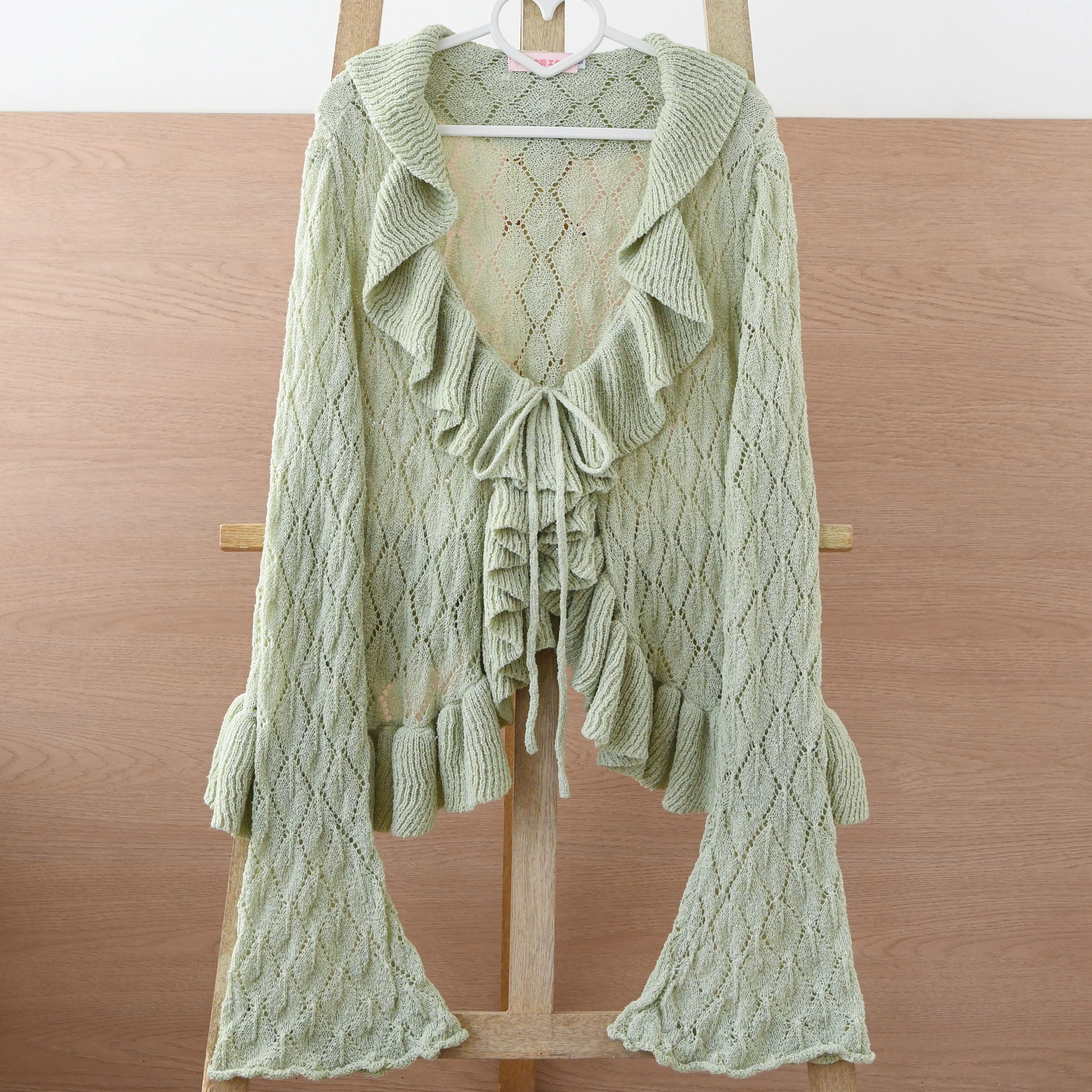 MIST - Sunset Bouquet - Elegant Lolita Cardigan, Flounce Hem (Green / L M S) 43794:785610