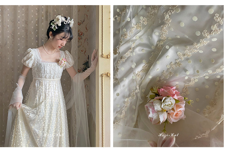 Hezi's Cat Haven~Mist Rose~Plus Size Lolita Empire Waist OP Dress 42268:734355