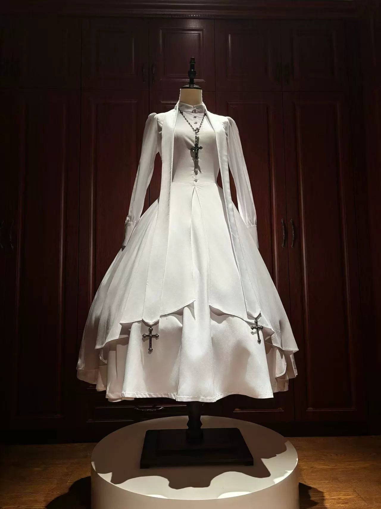 LetterfromGod - Night Watchman - Gothic Lolita OP Dress, Open-Front Hem 43998:791572