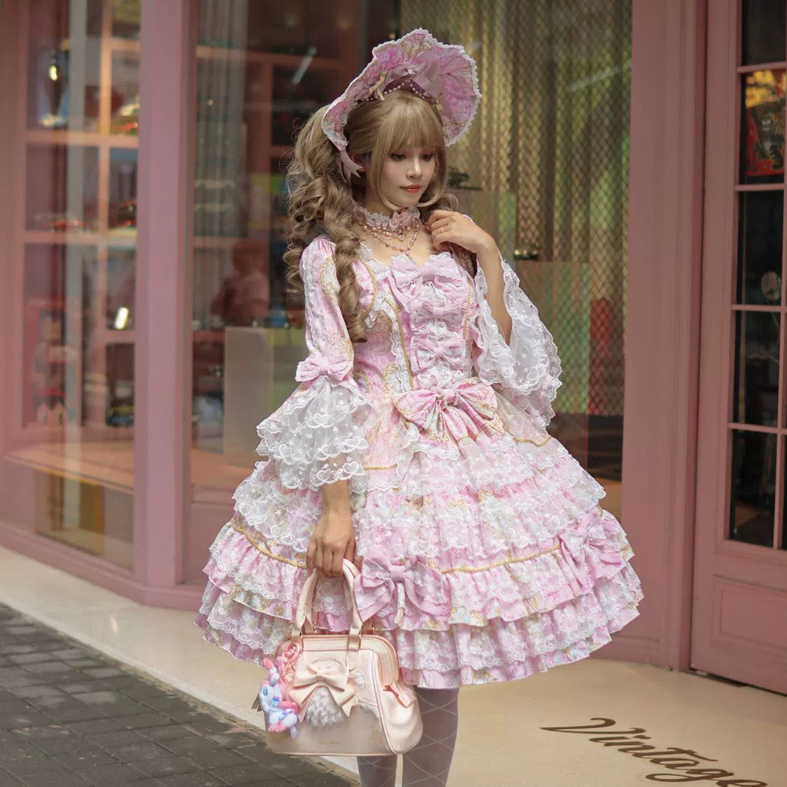 Hanguliang - Candlelight Sonata - Sweet Lolita Long Sleeve OP, Tiered Ruffles 43988:790910