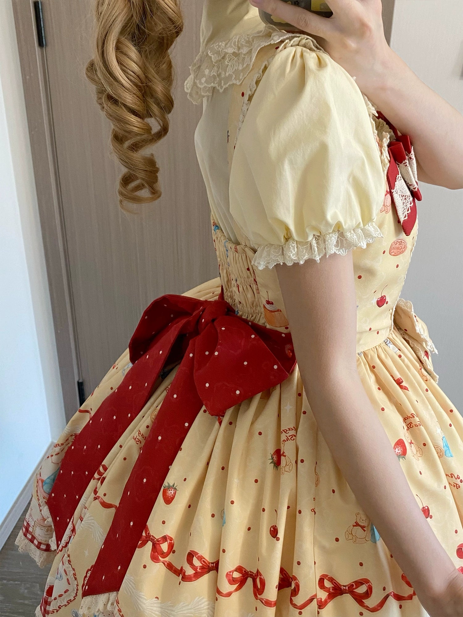 DreamWhale - Showa Dessert Showcase - Kawaii Lolita Dress Suit Pudding-Inspired JSK/Salopette 43200:771564