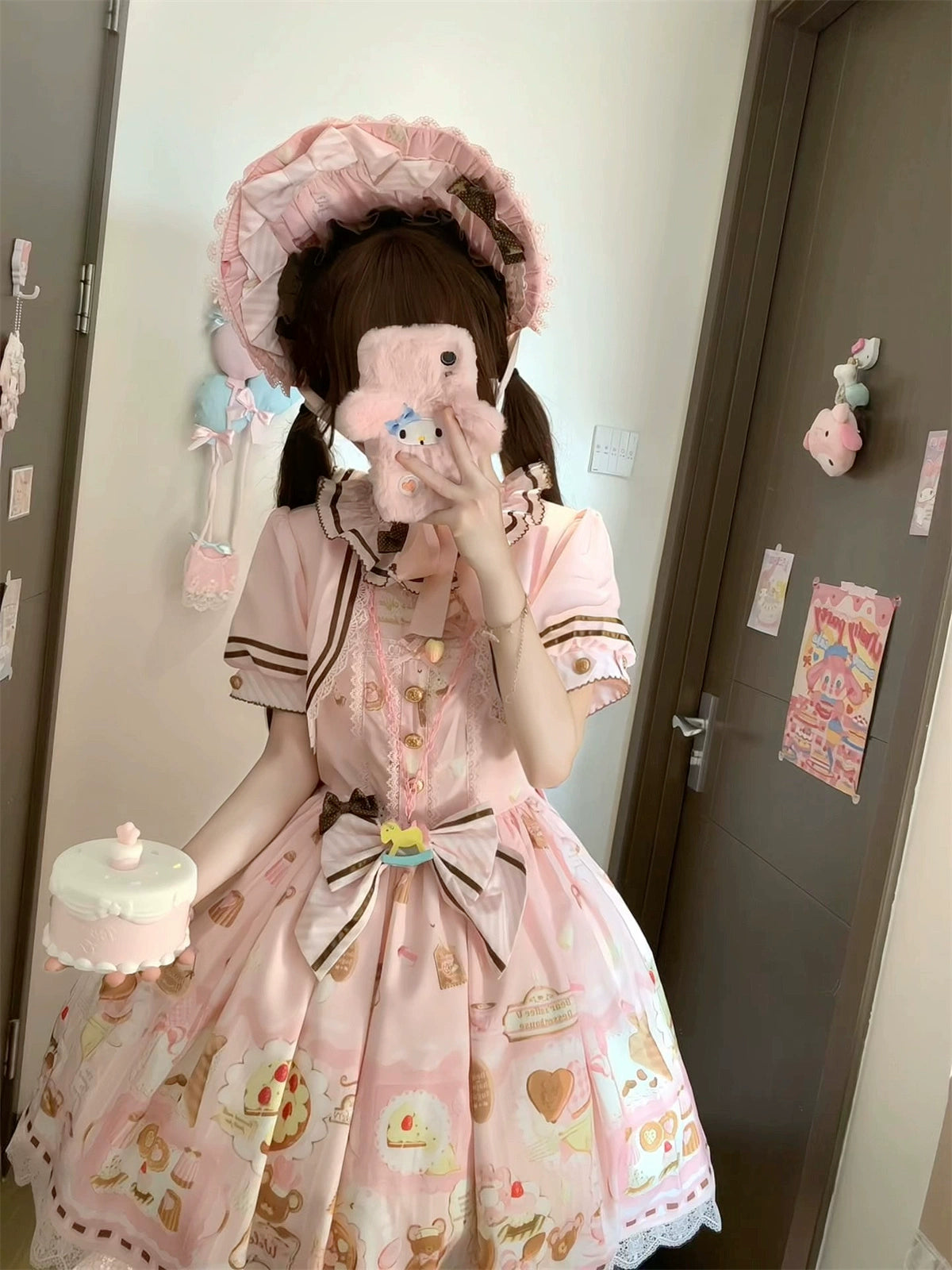 Babyblue - Dream Teahouse - Dessert Print Kawaii Lolita OP Dress Suit 43332:773735