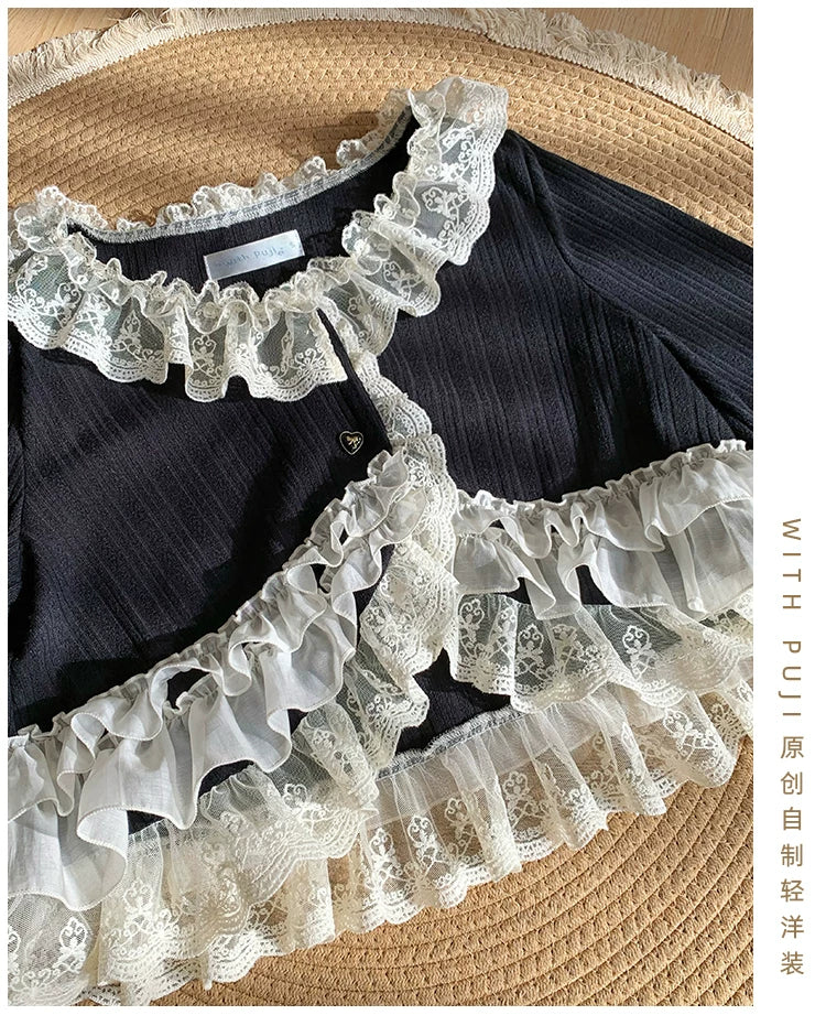Bloom Period - Elegant Lolita Bolero, Layered Lace Ruffles 44623:817272