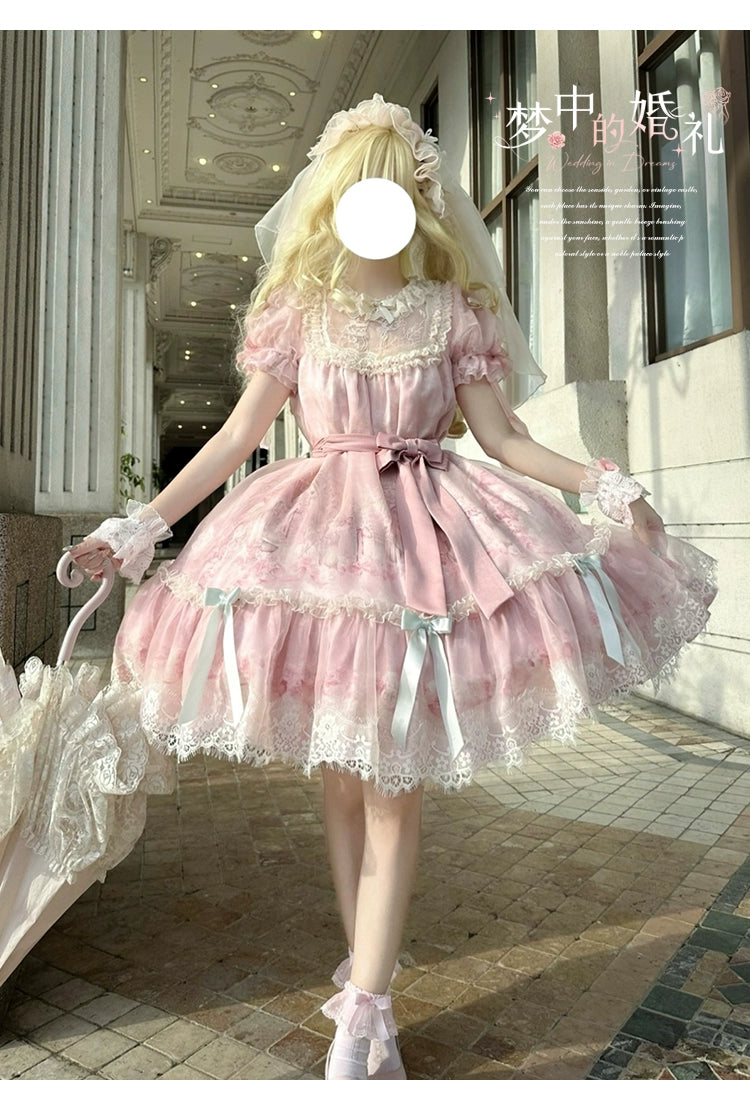 Spireme Cat - Wedding in Dream - Pink Sweet Lolita OP Dress, Detachable Corset