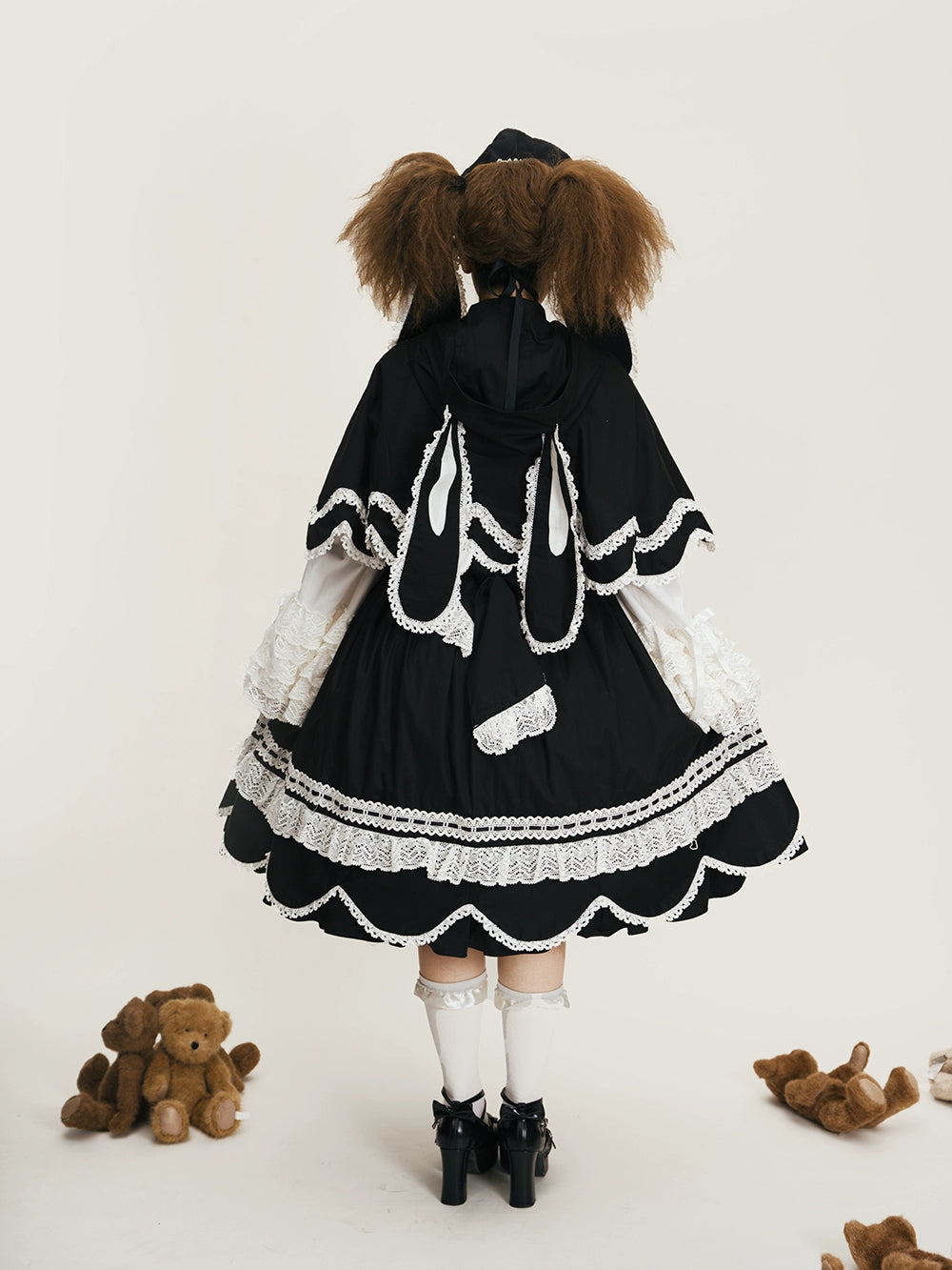 Vintage Petal Rabbit - Cotton Old School Lolita JSK Dress With Petal-Shaped Hem 43136:769589