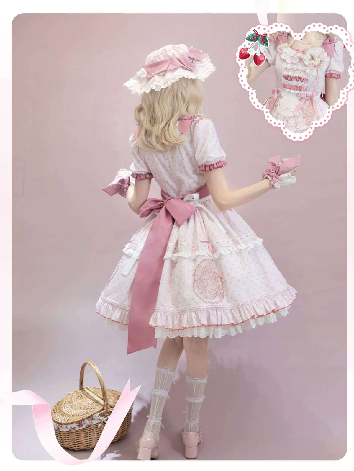 Berry Trap - Embroidered Sweet Lolita OP Dress, Polka Dot