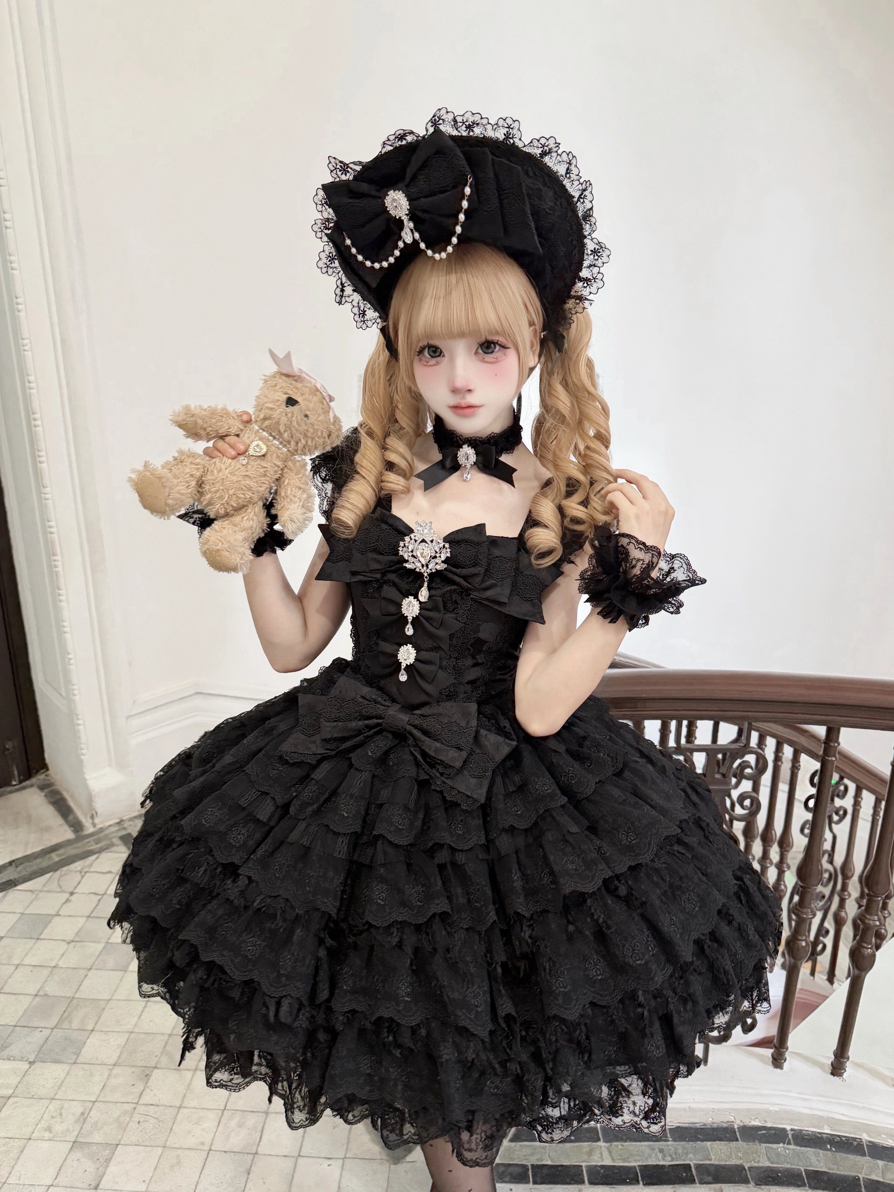 Sugar Girl - Snow Feather - Wedding Sweet Lolita JSK Dress, Multi-layered Lace Skirt 44125:797450