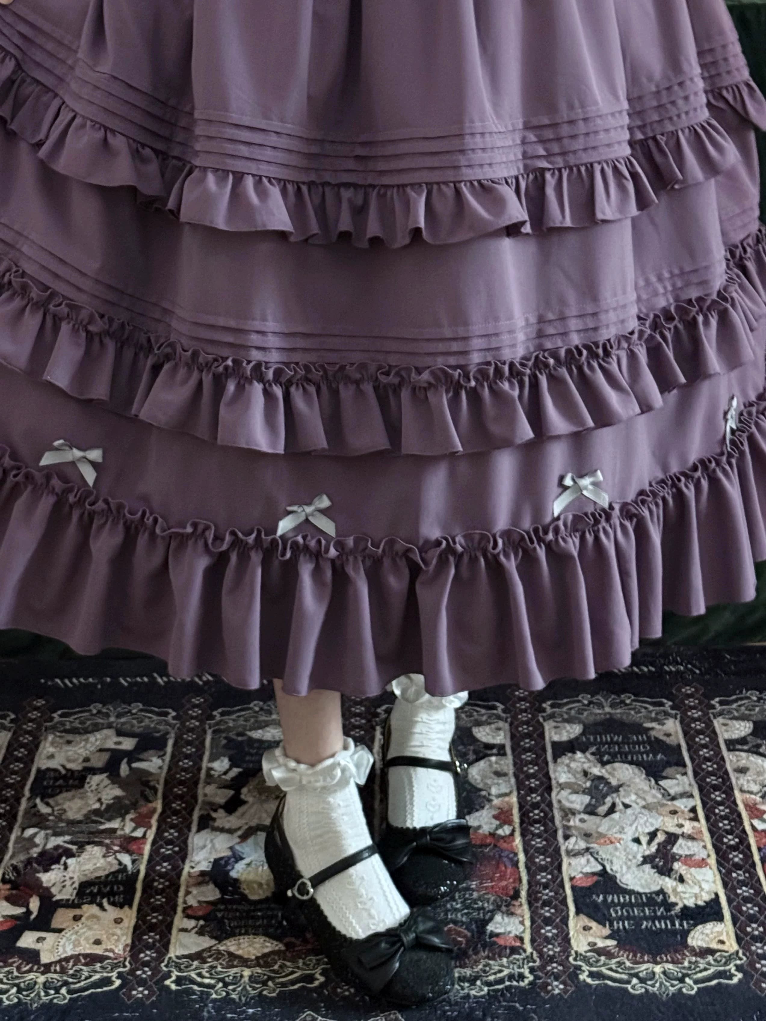 Verdant Name - High-waisted Classic Lolita Dress, Embroidered Bellflower