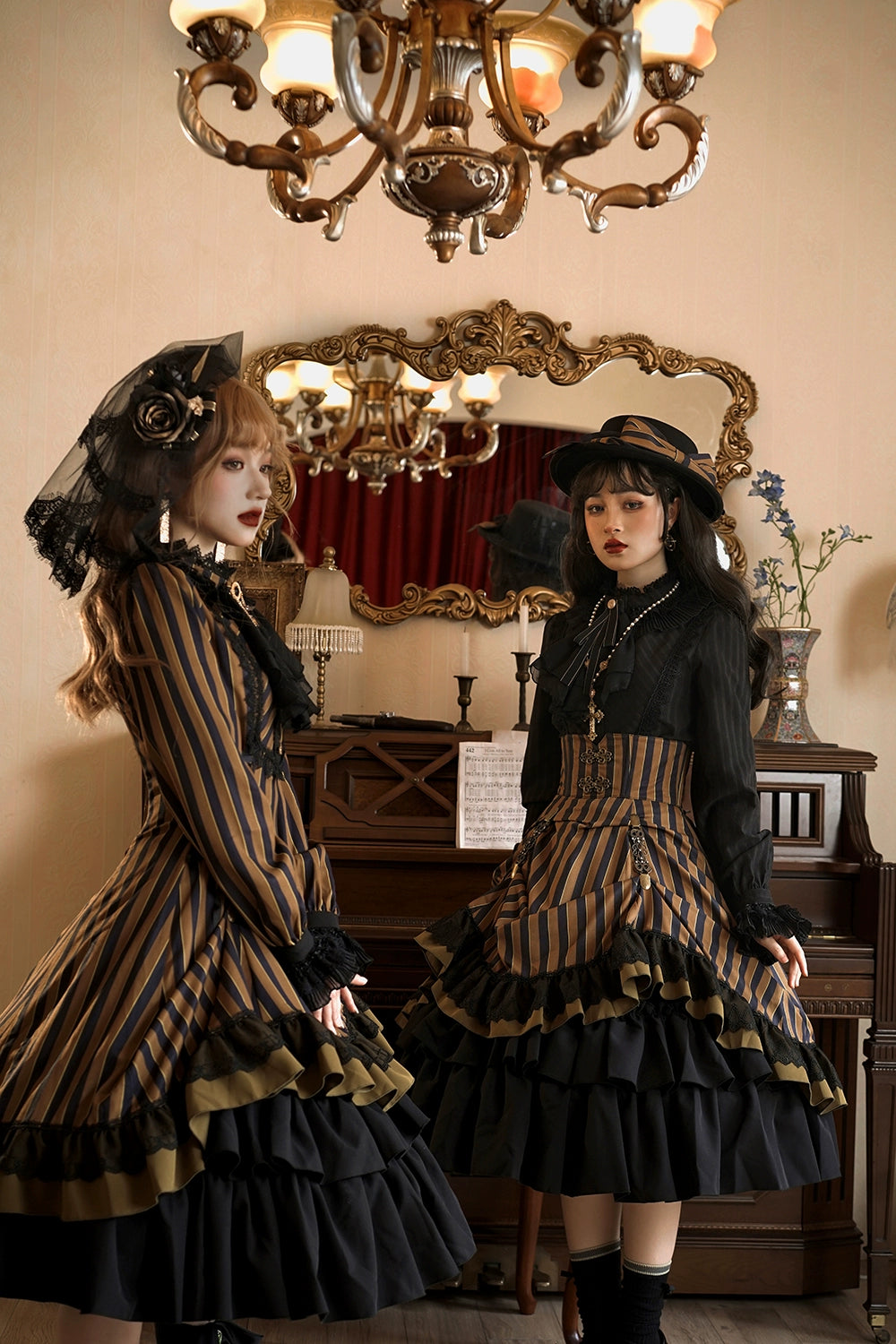 Miss Point - Perintz Manor - Gothic Lolita OP Long Sleeve Retro Lolita Dress 39904:642788