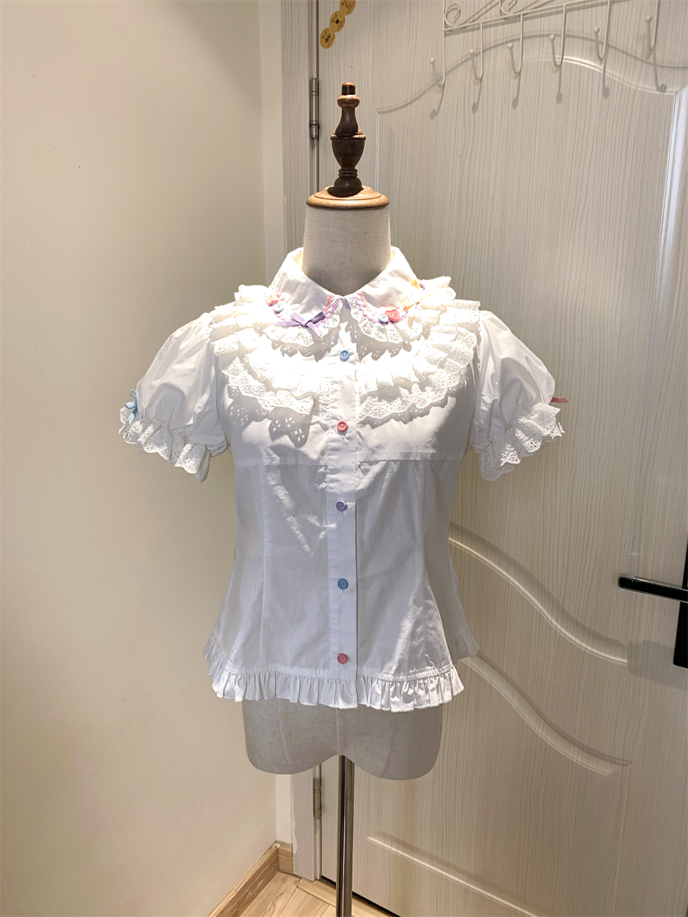 Cute More - Candy Colored Sweet Lolita Blouse, Ruffled Collar
