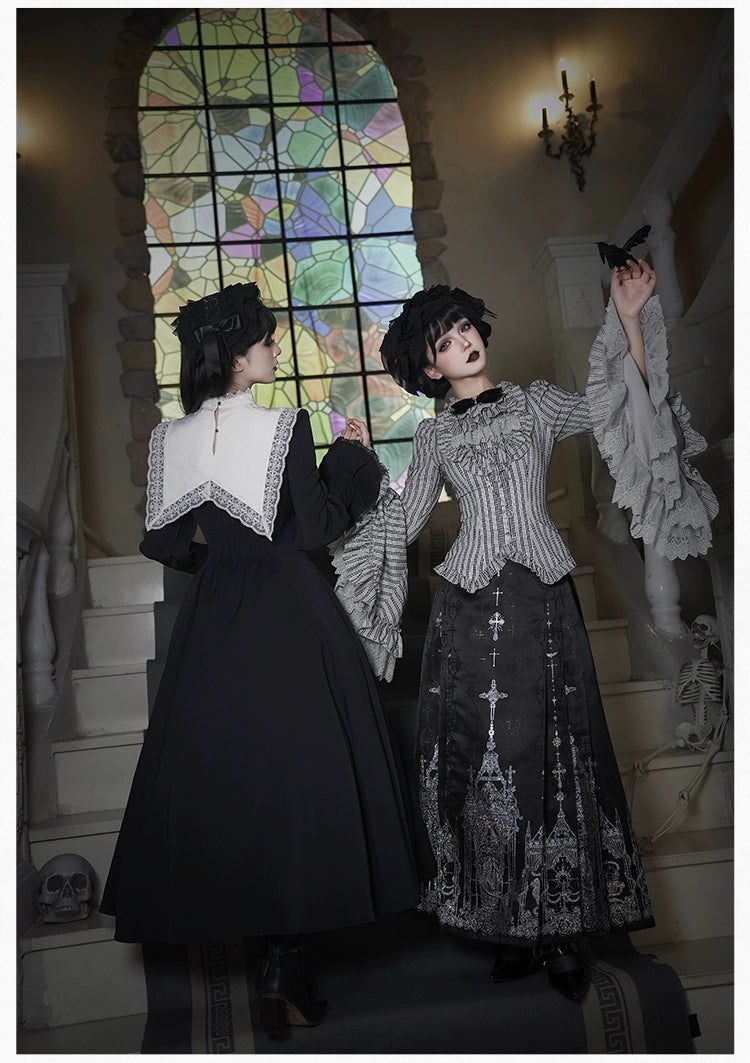 With PUJI - Letter and Poetry · Raven's Night Song - Oriental Aesthetics Gothic Lolita Dress Set 43907:788815