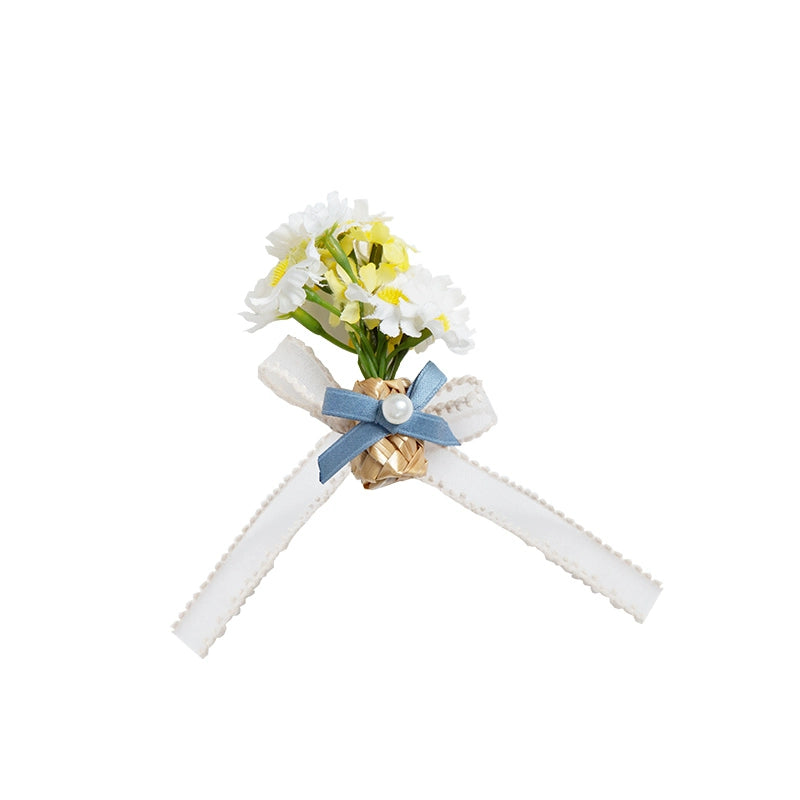 With PUJI - Letter and Poetry - Classic Lolita JSK Suit Four-tiered Twins Dress Daisy brooch only(One Size choose M) S