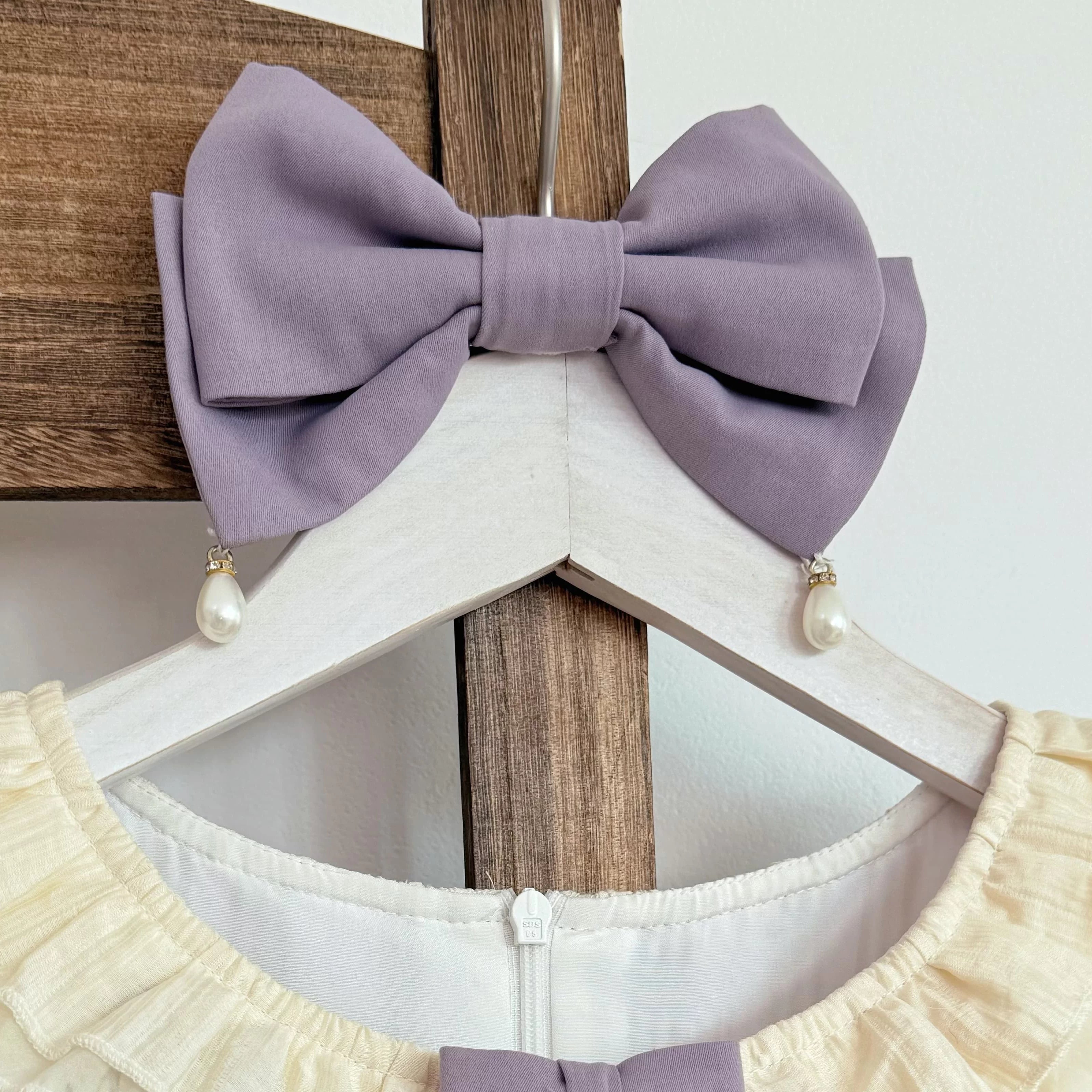 Phalaenopsis - Classic Lolita Phalaenopsis Embroidery OP, Detachable Sleeves Bow Hair Clip Only (one size / choose M) S