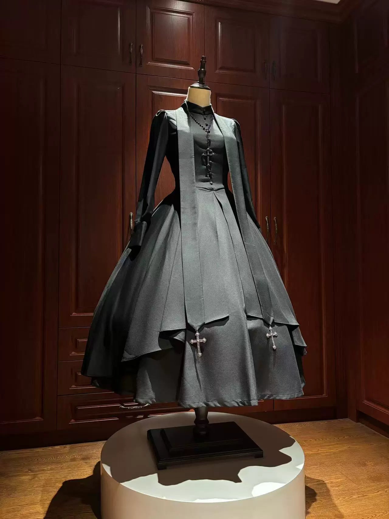 LetterfromGod - Night Watchman - Gothic Lolita OP Dress, Open-Front Hem (L M S XL XS) 43998:791561