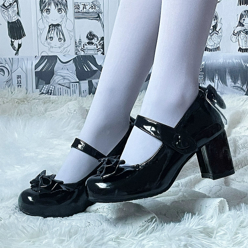 Fairy Godmother - Elegant Lolita Heels Shoes Mary Jane Shoes 34 Black patent leather - high heels 6.5CM