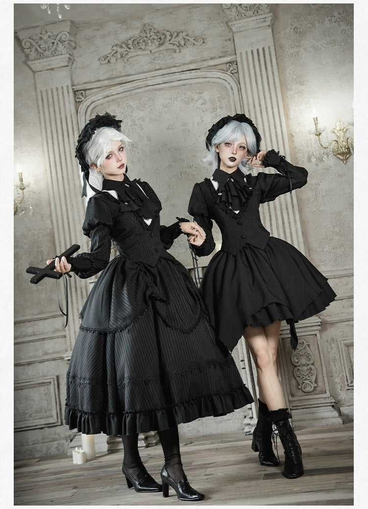 With PUJI - Night Talk - Gothic Lolita Skirt Dress Set, Batwing-shaped Accents 44188:797673
