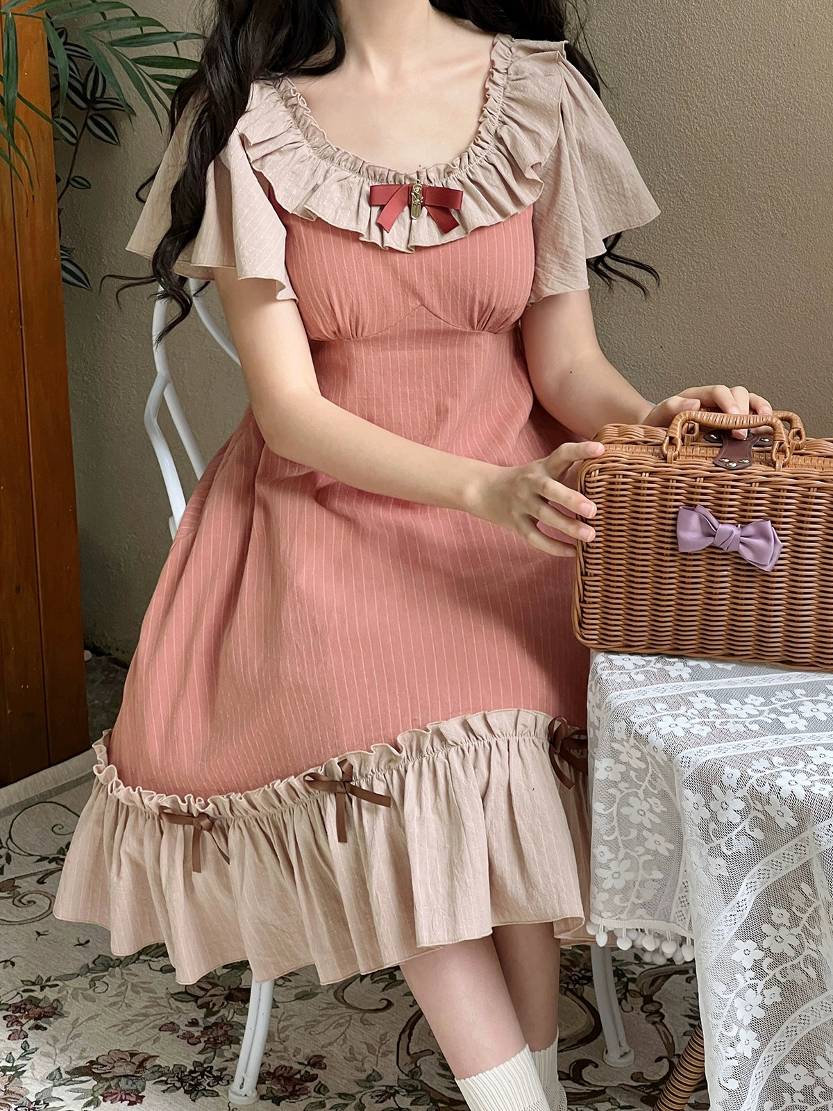 EESSILY~Cotton Plus Size Lolita OP Dress With Pockets & Detachable Bra Pads 43277:773520