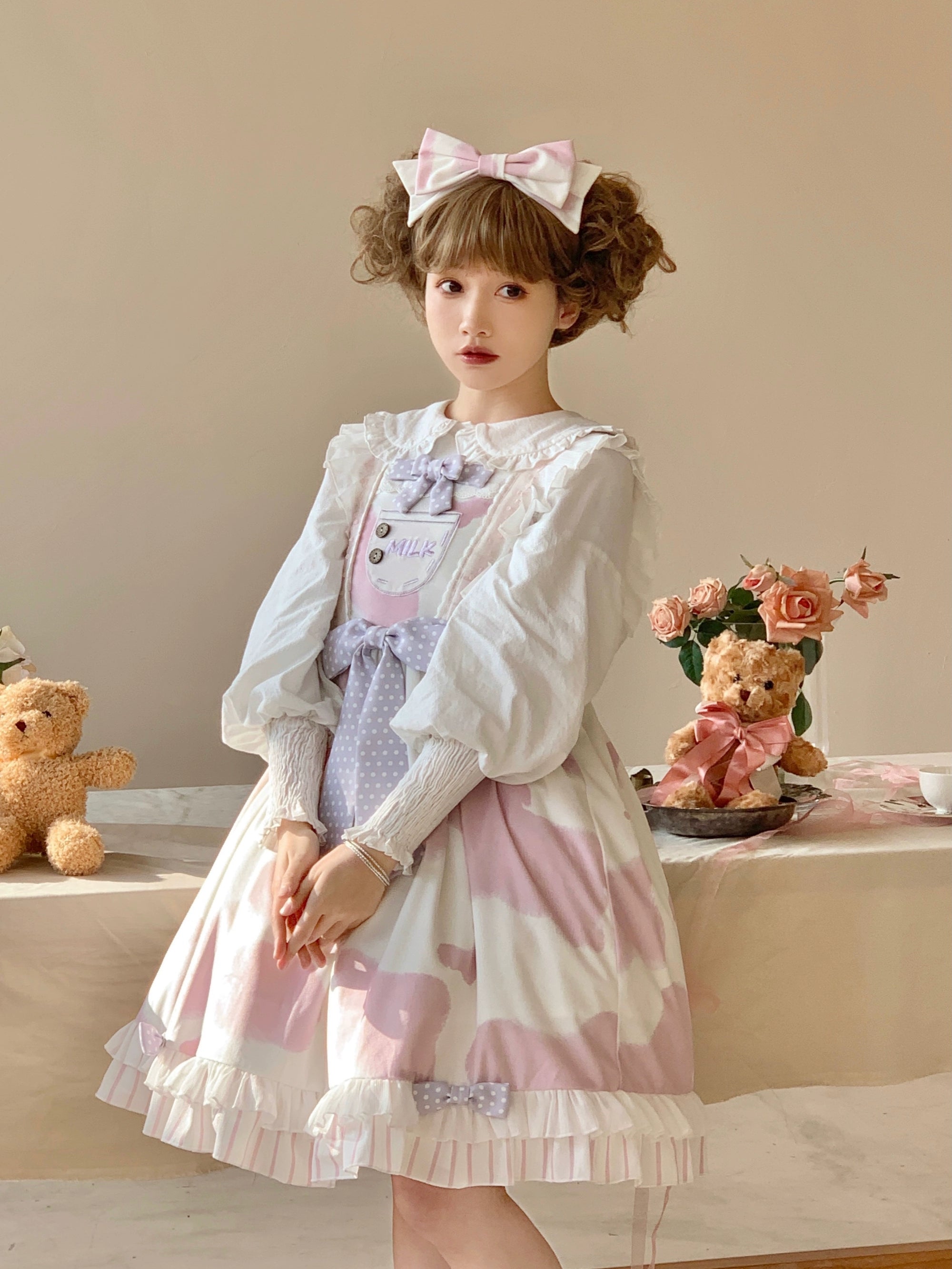 Polaris Lolita - Milky Dango - Cow Spot Kawaii Lolita JSK, Side Pockets 44304:803791