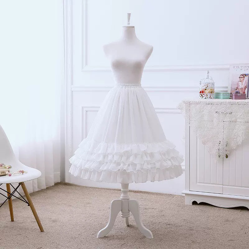 Your Princess - Lolita Adjustable Puffy Petticoat, Fishbone Support One Size White puffy fishbone petticoat / 27.6" (70 cm)